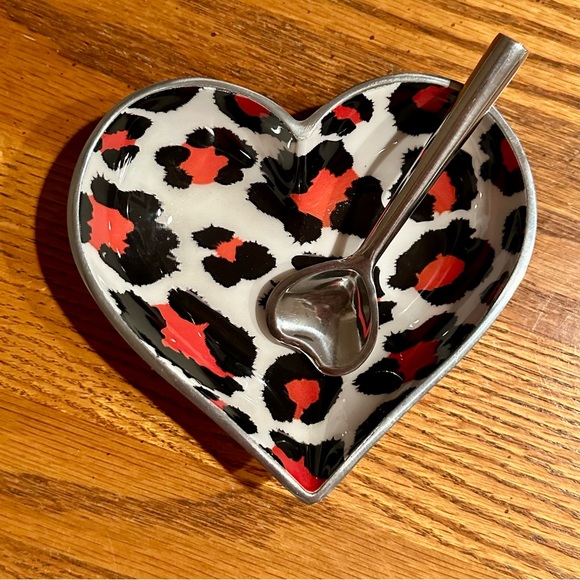 NWT Inspired Generations Leopard Lil Heart Decorative Dish With Spoon - Picture 2 of 4